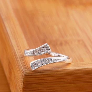 Aimarry 925 Sterling Silver Nastavitelný AAA Zirkon Prsten Pro Ženy Kouzlo Párty Dárky Módní Zásnubní Svatební Šperky