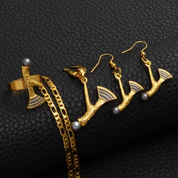Anniyo 2019 PNG Sekera Přívěsek Šperky sady Náhrdelníky Náušnice pro Ženy, Dívky Papua-Nová Guinea Šperky Ax Set #220806