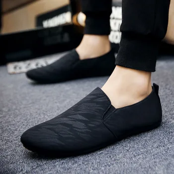 2019 Nové pánské ležérní mokasíny boty prodyšná lehká tkanina módní jaro podzim leopardí černá šedá modrá ploché levné mužské boty
