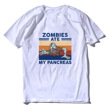 Zombie Snědl Můj Slinivky břišní Horor Vtipné Tričko dámské Krátký Rukáv T-Shirt Halloween Dárky