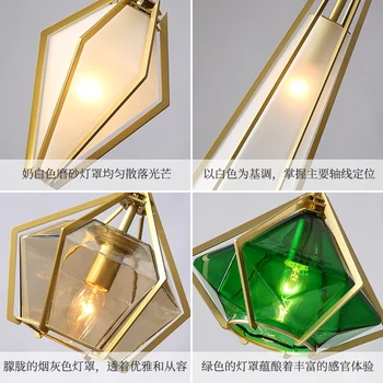 Diamond glass geometrický přívěsek světla jídelna Bílé zelené sklo moderní přívěsek svítilna led skandinávské závěsné svítidlo