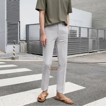 2020 korejský Styl Pánské Slim Fit Skinny Ležérní Kalhoty High-kvalitní Oblek Kalhoty Šedá/černá Barva Módní Kalhoty Plus Velikosti M-2XL