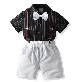 Dítě V Létě Roku 2020 Oblečení Set Módní Gentleman Děti Chlapci Oblečení Bavlna Tričko+Pásek Kalhoty Děti Chlapci Oblečení Oblečení