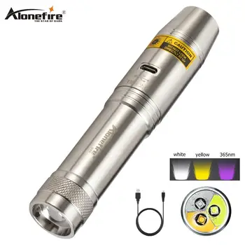 AloneFire SV330 Jade Baterka USB Dobíjecí 365 nm UV LED Fialové Světlo Ultrafialové Pochodeň pro šperky amber Money18650battery
