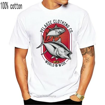 Muži Pelagické Tuňáka Strike Rybaření Tee T-Shirt Bílá Sz L $26 Nwot Harajuku Tričko