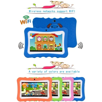 7 Palcový Tablet Kids Android Dual Camera WiFi Vzdělávání, Hra, Dárek pro Chlapce, Dívky,(UK Plug)