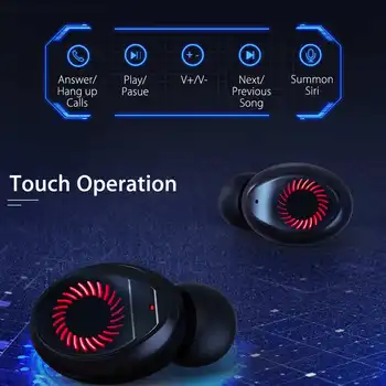4000mAh Tři LED Napájení Digitální Displej TWS Sluchátka bluetooth 5.0 Dotykové Ovládání, Stereo Bezdrátová Sluchátka Sluchátka Sluchátka
