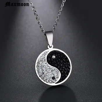 Maxmoon Náhrdelník Šperky Yin Yang Tai Chi Přívěsek Náhrdelníky Černá Bílá Z Nerezové Oceli Náhrdelník Pro Muže, Ženy, Dárek