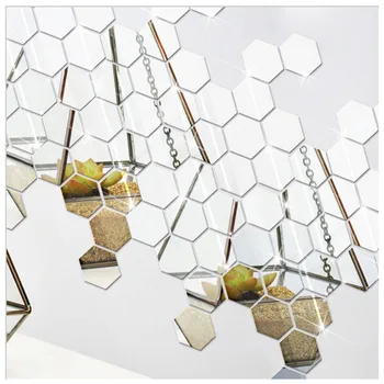 12ks 3D Zrcadlo Samolepky Obývací Pokoj Ložnice Koupelna Dekor DIY Hexagon Akrylové Zrcadlo Samolepky na Zeď Espejos Decorativos De Porovnání