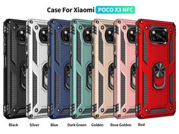Pro Xiaomi POCO X3 NFC POCO F2 Pro Případy, Nárazuvzdorný Brnění Případ, Prsten Stand Nárazníku Telefon Zadní Kryt Pro Xiaomi Pocophone X3 NFC
