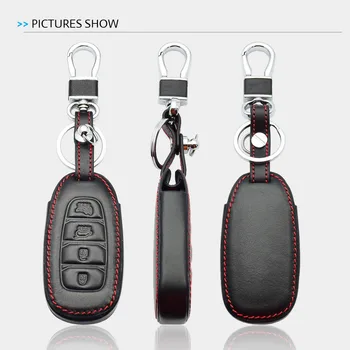 Kůže Klíče od Auta Případě Pro Hyundai Kona 2018 2019 Santa Fe TM 4 Tlačítka Smart Prox Centrál na Klíč Dálkového Fob Kryt Klíčenka Protector