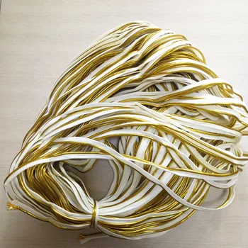 Barva bílého zlata Zaujatost Pásky s kabelem,GoldGolden barva ,zkreslení, Potrubí, pásky,size10mm x 100yards,DIY šití quilt polštář příslušenství