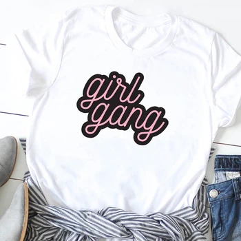 Ženy Girl Power Gang Dopis, Krátký Rukáv Feministické Tisk T-Shirt Tees Oblečení Tričko Ženy T Tričko Grafický Tisk trička