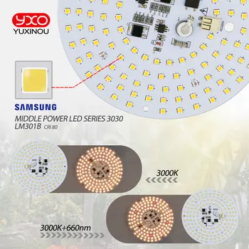 Bez řidiče 100W AC Led Grow Světlo LED Lampa Full Spectrum Samsung LM301B 3000K 660nm DIY LED Plant Grow Světlo pro Veg/Bloom