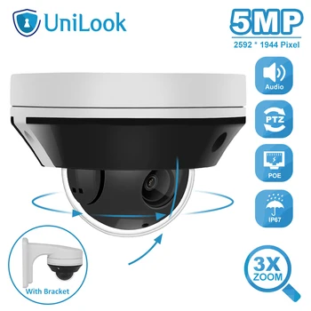 UniLook 5MP Mini PTZ Dome POE IP Kamera 2.8-8 mm, 3X Optický Zoom, Venkovní Audio Nahrávání Noční Vidění CCTV Kamera Onvif H. 265 Onvif