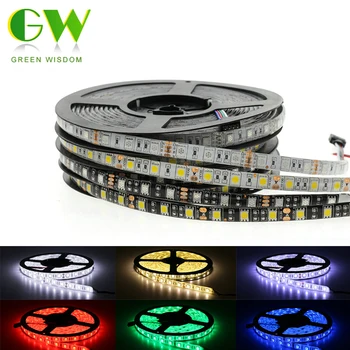 Černé PCB LED Strip RGB 5050 SMD Flexibilní Pásky Pásky 300 Led DC12V Vodotěsné LED Strip Světlo, bílá/Teplá Bílá/Modrá/Červená/Zelená