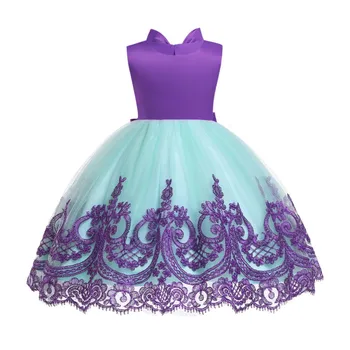 FREE Evropské a Americké Dětské Party Šaty Květiny Double Luky Svatební šaty vyšívané princezna Svátek Dětské Oblečení Ohlávka