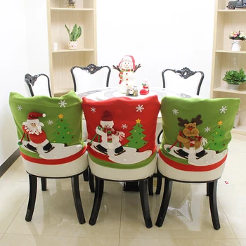 Vánoční Jídelna Židle Pokrytí Santa Claus Sněhulák Židle Protector Případě Protáhnout na Kuchyňské Židli Hotel Elastické Židle Kryt