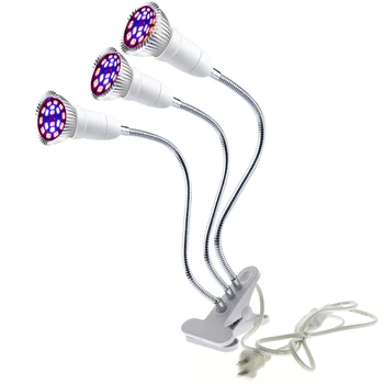 LED Grow Světlo, Full Spectrum E27 objímka Klip-Fyto Lampy 18LEDs pro Pokojové Rostliny, Květiny Růst