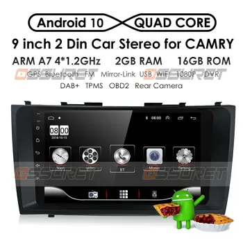 2din 9inch Android 10 Auto DVD Přehrávač pro Toyota Camry 2007 2008 2009 2010 2011 Navigace Gps, Multimediální Video Obrazovka 2.5 D