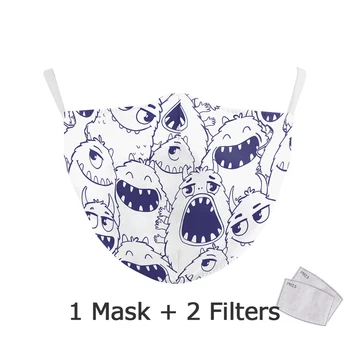 Monster tisk Módní Maska Znečištění Důkaz Dospělé Maska Prát Opakovaně Unisex Tkaniny Bakterie Důkaz Chřipka Úst Muflové Masky