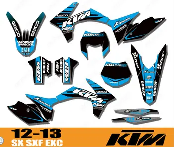 Vlastní Motocykl kolo Grafiku Samolepky Pozadí Pro KTM SX SXF XC XCF XCW XCF-W 125 200 250 300 350 450 500 2011 2012 13