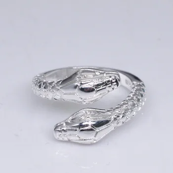 OMHXZJ Velkoobchodní Evropské Módní Ženy, Muže, Svatební Party Dárek Stříbrný Had Otevřít 925 Mincovní Stříbro Prsten RR261