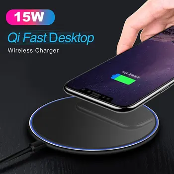 15W Ultra-tenký Telefon Bezdrátové Rychlá Přenosná Nabíječka QI Bezdrátová Nabíječka pro Android Světlé Hliníkové Slitiny D30