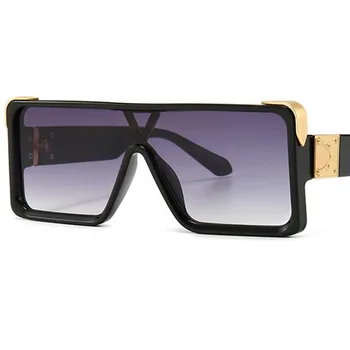 Vintage Hnědý Obdélník sluneční brýle, Ženy, Luxusní Flat Top, Sluneční Brýle Odstíny Nadrozměrných Gradient Lens UV400 Klasické pánské brýle