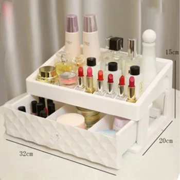 Kosmetické Make-up organizátor plastové zásuvky beauty box nehty desktop ukládání šperků případě, kartáč na nehty rtěnka kontejneru