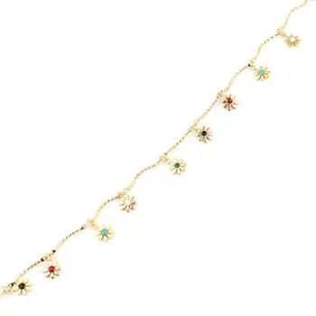 DoreenBeads Módní Zlaté Barvě Mědi Smalt Link Řetěz ve tvaru Květin Multicolor DIY Výrobu Náhrdelník, Náramky, Šperky Dárek,1M