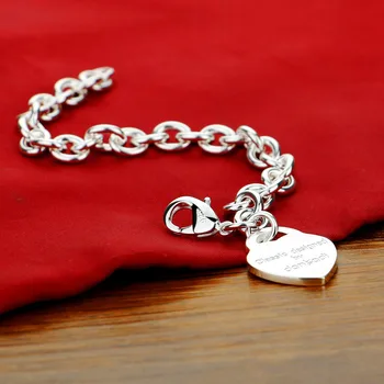 925 Sterling Silver Srdce značky Náramek ženské Klasické all-zápas temperament móda narozeniny přítomen Velkoobchodní šperky