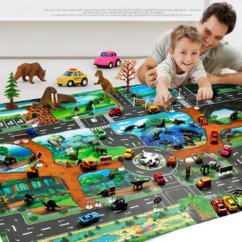 Děti Dítě Hrát Hru Dinosaur Park Mapa Plíživé Mat Pro Děti, Auto, Zvíře, Město, Dopravní Značka Hraček