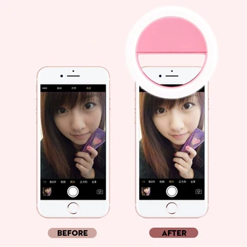 Ring Light Mini LED Svítilna Fill-in Telefon Světlo Selfie Light pro iPhone Samsung Smartphone, PC, Přenosné Klip-na Selfie Lampa