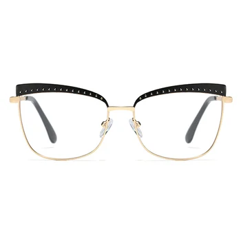 Peekaboo nýt brýle square ženy zlaté kovové cat eye brýle rámy pro ženy jasné objektiv horké prodávat zlato