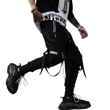 2020 nové jarní hip hop kalhoty klubu zpěváka jevištní kostým kalhoty Stuhy streetwear běžce tepláky ABZ256