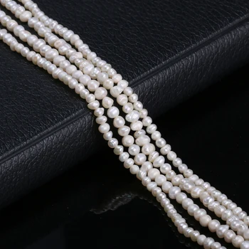 Přírodní Sladkovodní Kultivované Perly, Korálky, Kolo Přírodní Perly pro Výrobu Šperků Náhrdelník Náramek 13 Palců Velikost 3-4mm