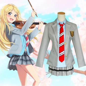 Váš Lie v dubnu Miyazono Kaori Arima Kousei Cosplay Kostým Japonské Anime Školní Uniformy Halloween Kabátek + Sukně + Kravata