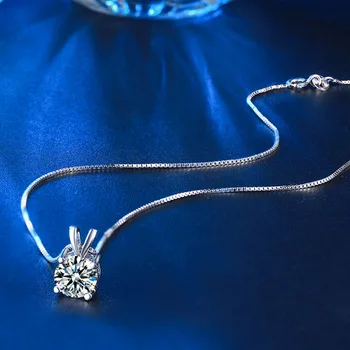 Velkoobchod kouzlo Solitaire Přívěskem Náhrdelník 925 Stříbrný Náhrdelník Prohlášení Crystal od Swarovskis Ženy Šperky S Box Řetězce