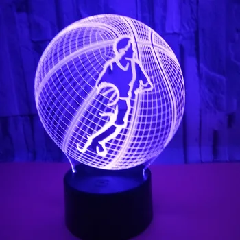 Basketbal Model LED 3D Lampa Remote Dotykový Spínač USB Noční světlo Barevné Nálady Stolní Dekorativní pro Kluky Děti Dárky