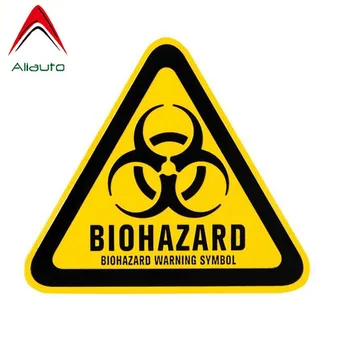 Aliauto Opatrností Auto Nálepka Cartoon Trojúhelník Hliníkové Biohazard Varovný Symbol, Retro-reflexní Nepromokavé Obtisky,11 cm*9cm