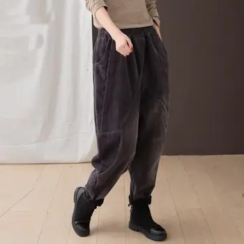 Manšestrové Kalhoty pro Ženy, Fleece Harem Kalhoty, Ženy Volné Velké Velikosti Volné Kalhoty Elegantní Módní Žena 2021 Zimní Oblečení