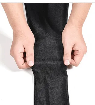 Dámské legíny Liniového lesklý nylon Vysoce elastické 5XL Plus velikosti ženy kalhoty Plus silné sametové lesk