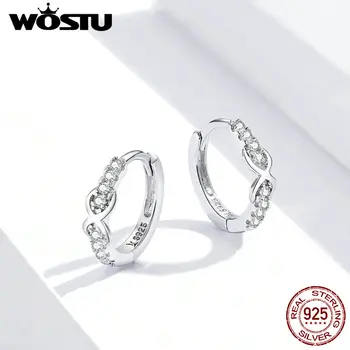 WOSTU 2020 Originální 925 Sterling Silver Šperky Černý Spinel Kámen Roztomilý Stud Náušnice pro Ženy, Dívky Dárek