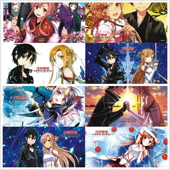 8 ks/set Anime Sword Art Online Reliéfní plakát SAO Postava Kirito Asuna nálepka na dárky