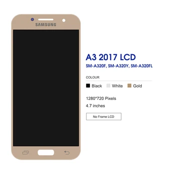 Nastavitelný Jas Displeje Pro Samsung Galaxy A3 2017 A320 LCD Displej Dotykový Displej Digitizer Náhrada Za Samsung A320 Lcd