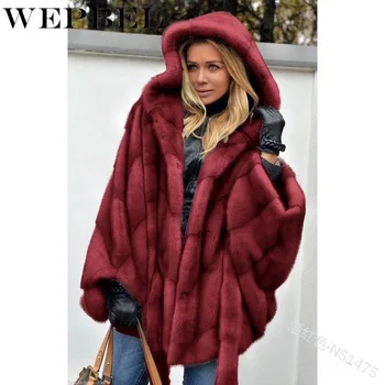 WEPBEL Umělé Kožešiny Volný Kabát Zimní Ženy Ležérní s Kapucí, Slim Bat Dlouhý Rukáv Faux Fox Kožešiny Zimní Bunda