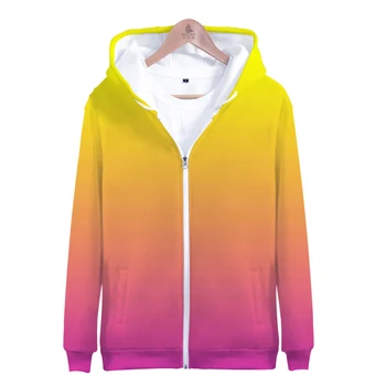 Hot Prodej Neon Zip Mikiny Mužů Bunda, Mikiny Hip Hop styl Barevné Děti Mikina 3D Plná barva s Kapucí Neon Rainbow Kabát