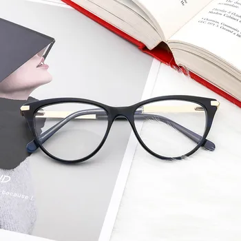 Acetát Ženy Brýle Rám Krátkozrakost Předpis Transparentní Elegantní Cat Eye Brýle Rám 2019 Nové Příjezdu pro Ženy#9004