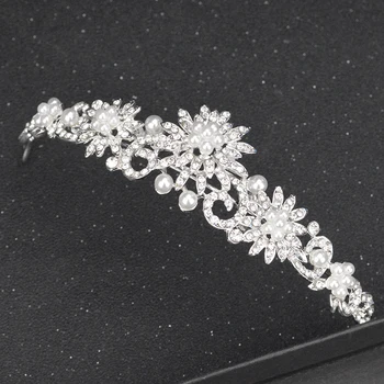 Evropská Móda Gold A Silver Pearl Crown Nevěsta Svatební Drahokamu Vlasové Doplňky, Ručně Vyráběné Módní Dívky Čelenka